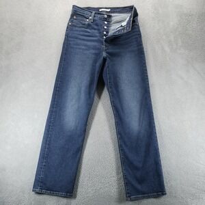 Levis Jeans Womens 31 Blue Ribcage Straight High Rise Dark Wash Stretch